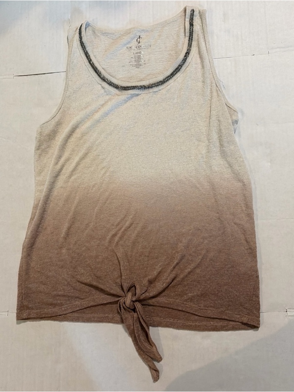 Juicy Couture Cream to Taupe Ombre Tie-Front Tank